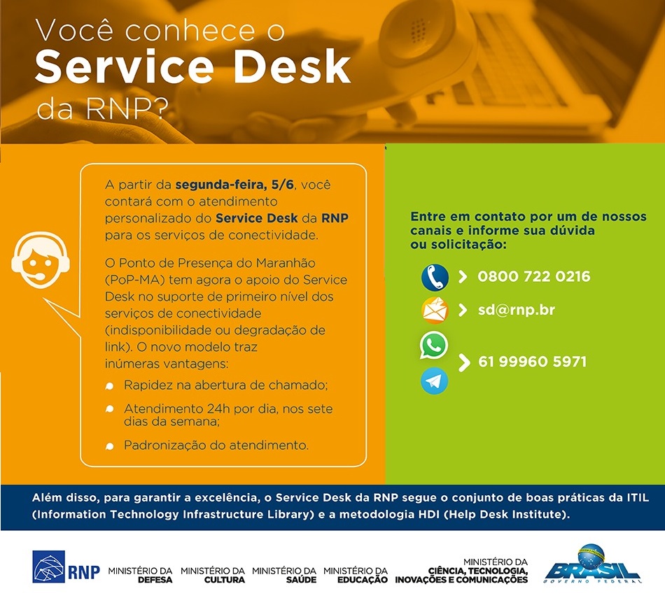 Novo modelo de atendimento: Service Desk RNP | PoP-MA